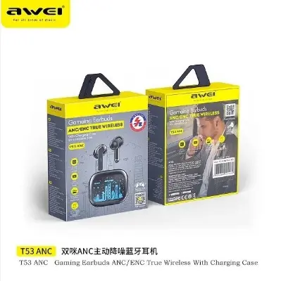 Picture of Awei T53 ANC Active Noise Cancellation Wireless Bluetooth Earbuds -Black