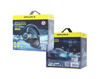 Picture of Awei A300BL Wireless Headset Strong Bass Stereo Foldable LED Breathing Lighting With Built-in Microphone FM Redio -Black
