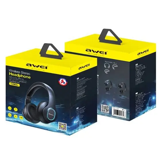 Picture of Awei A100BL Wireless Headset Strong Bass Stereo Foldable LED Breathing Lighting With Built-in Microphone FM Redio -Black