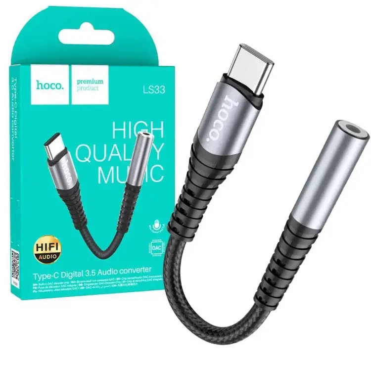 Picture of Hoco LS33 Type-C Digital 3.5 Audio Converter Headphone Adapter -Black