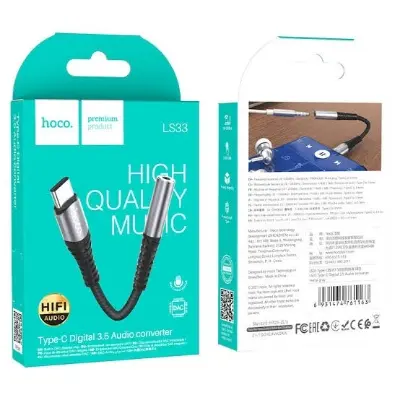 Picture of Hoco LS33 Type-C Digital 3.5 Audio Converter Headphone Adapter -Black