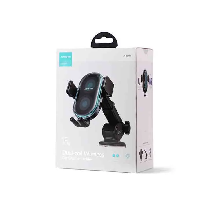 Picture of Joyroom JR-ZS299 Dual-Coil Wireless Car Charger Holder with LED -Black