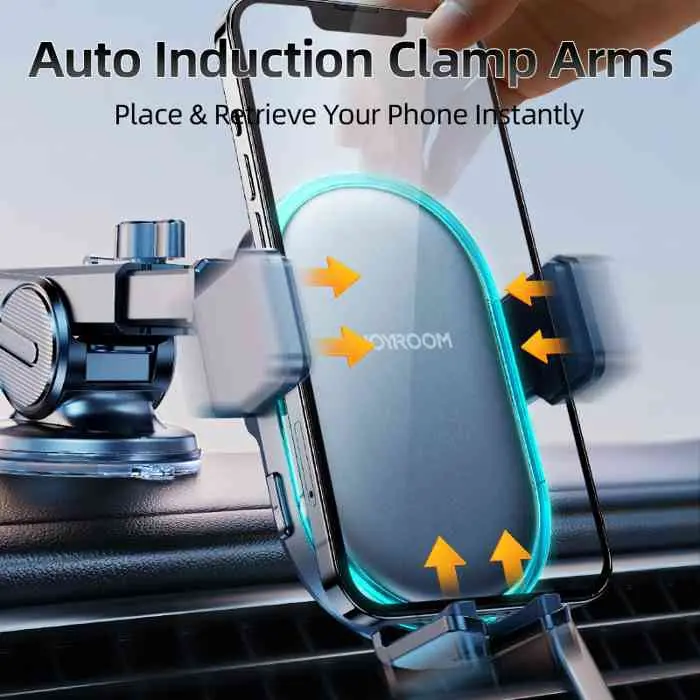 Picture of Joyroom JR-ZS299 Dual-Coil Wireless Car Charger Holder with LED -Black