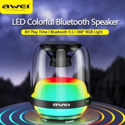 Picture of Awei Y386 Bluetooth Mini Speaker Colorful LED Subwoofer HiFi Sound Box Portable MP3 Music Sound Column For PC Smartphone -Aqua