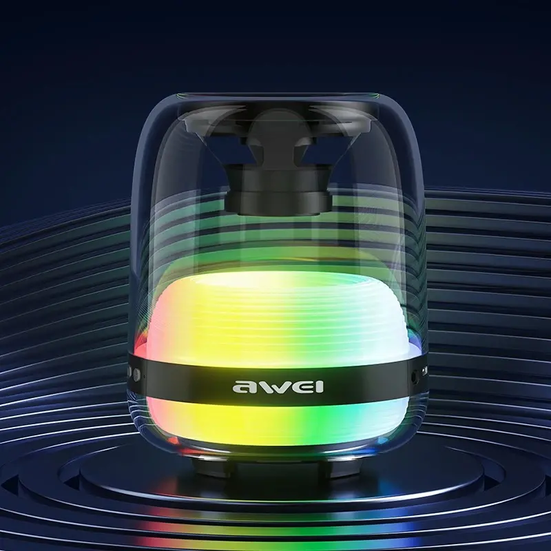 Picture of Awei Y386 Bluetooth Mini Speaker Colorful LED Subwoofer HiFi Sound Box Portable MP3 Music Sound Column For PC Smartphone -Aqua