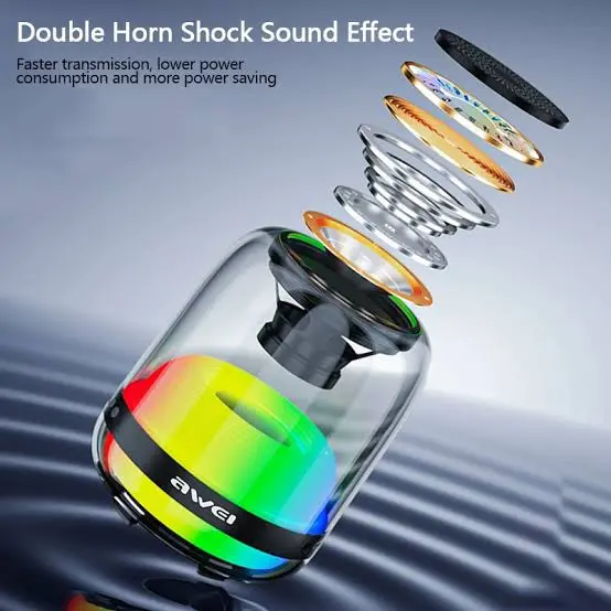 Picture of Awei Y386 Bluetooth Mini Speaker Colorful LED Subwoofer HiFi Sound Box Portable MP3 Music Sound Column For PC Smartphone -Aqua
