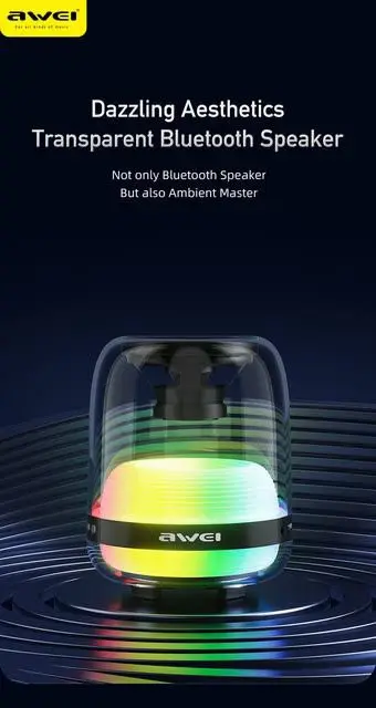 Picture of Awei Y386 Bluetooth Mini Speaker Colorful LED Subwoofer HiFi Sound Box Portable MP3 Music Sound Column For PC Smartphone -Aqua