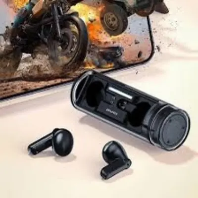 Picture of Awei T77 TWS Wireless Earphone Double Mic ENC Bluetooth 5.3 with Rotating Charging Case Noise Cancelling Earbuds -Black