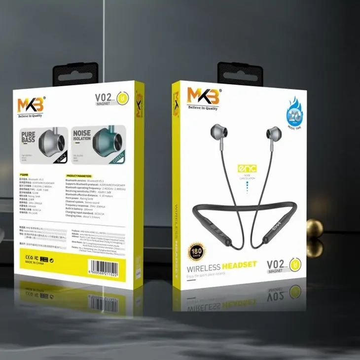 Picture of MKB V02 Magnetic ENC Wireless Neckband -Black