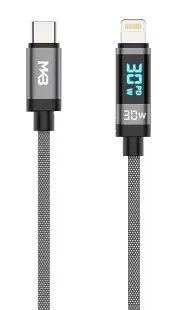 Picture of MKB CL 300 Braided 30W Type C To Lightning Fast Charging Cable -Black