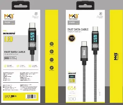 Picture of MKB C65D Type C To C 65W Braided Fast Charging Cable -Black