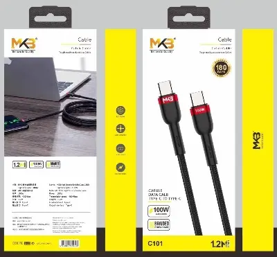 Picture of MKB C101 Braided 100W TYPE-C to TYPE-C Cable -Black