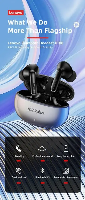 Picture of Lenovo XT88 Bluetooth Earbuds Wireless Headphones Bluetooth 5.3 -Black