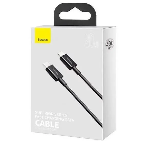 Picture of Baseus Superior Series USB to Lightning-Fast Charging Cable Data Transfer 2.4A for iPhone 13 12 11 Pro Max Mini XS X 8 7 6 5 SE iPad and More 1M Black -White