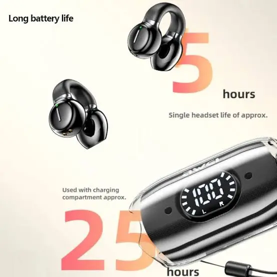 Picture of AWEI TZ7 Wireless Earbuds Headphones Digital Bluetooth HIFI LED Clip-on Sport AU -Black