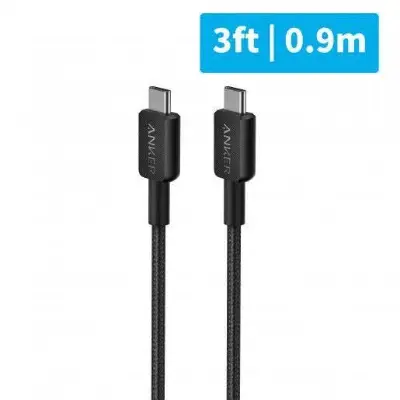 Picture of Anker 322 USB-A to USB-C Nylon Braided Charging Cable 3ft -Black
