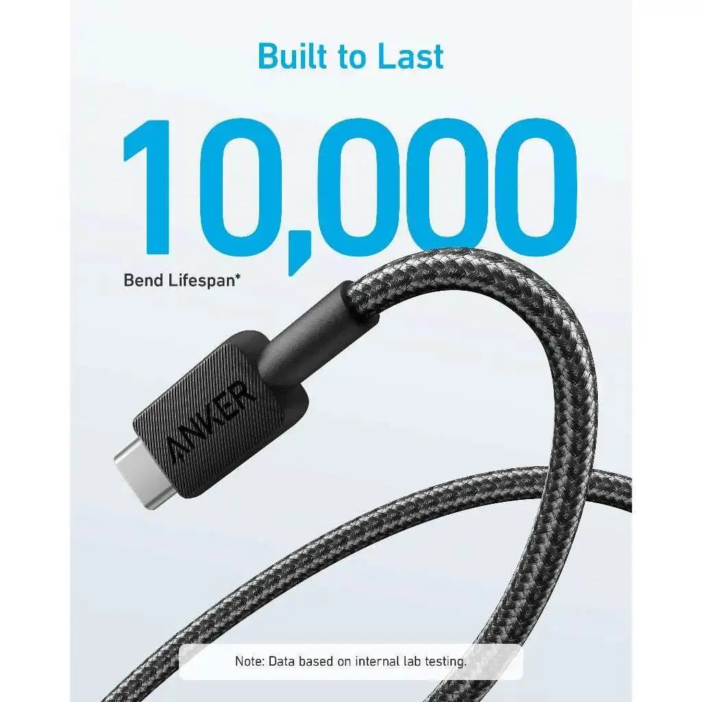 Picture of Anker 322 USB-A to USB-C Nylon Braided Charging Cable 3ft -Black