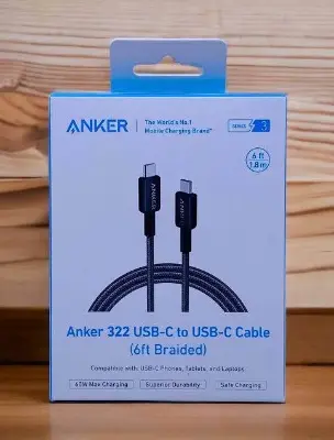 Picture of Anker 322 3ft Nylon Braided USB-C to USB-C Data Cable -White