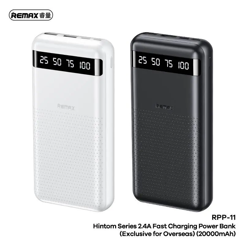 Picture of Remax RPP-11 Real Fast Charging New 2024 Newest Texture design Qi Smallest Mobile Charger Power Bank Price 20000Mah -Black