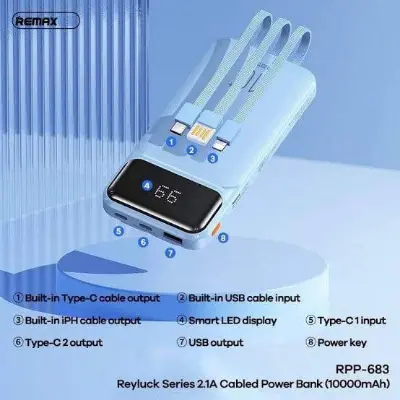 Picture of REMAX RPP-683 Reyluck Series 10000mAh Power Bank(2.1A) -Black