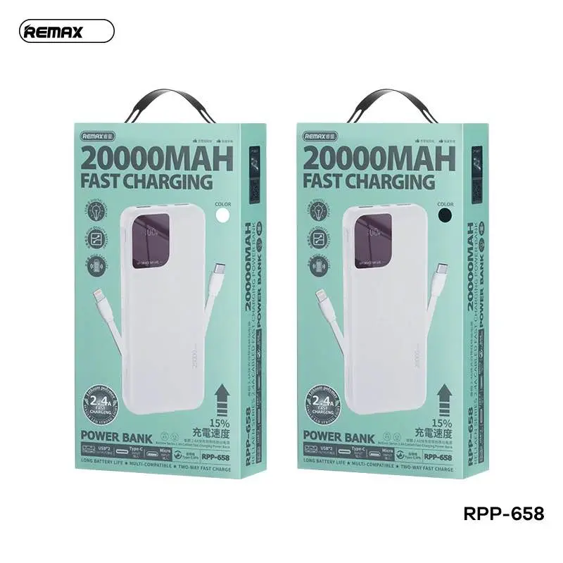 Picture of REMAX RPP-658 Rellaen Series 20000mAh Fast Charging Power Bank(2.4A) -Black