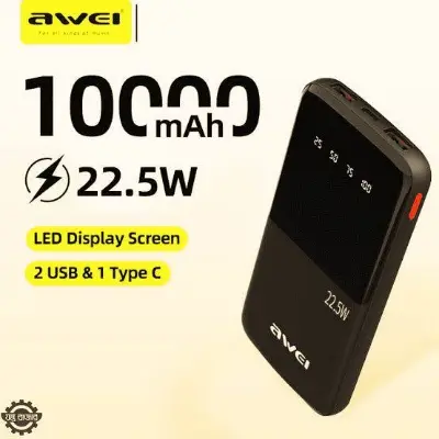 Picture of Awei 10000mAh P10K 3 in 1Portable Power Bank -Black