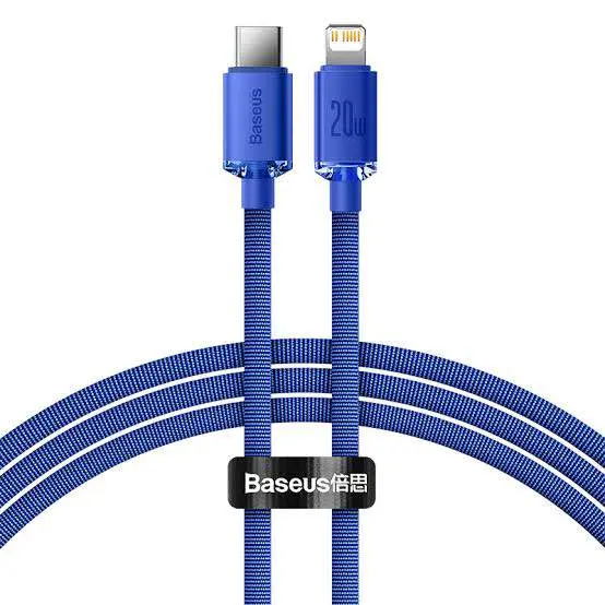 Picture of Baseus Crystal Shine Series 2.4A Fast Charging USB to Lightning For Iphone Data Cable 1.2m Blue CAJY000003