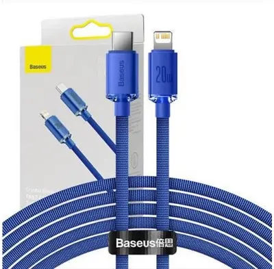 Picture of Baseus Crystal Shine Series 2.4A Fast Charging USB to Lightning For Iphone Data Cable 1.2m Blue CAJY000003