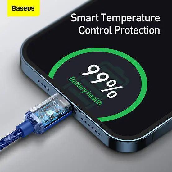Picture of Baseus Crystal Shine Series 2.4A Fast Charging USB to Lightning For Iphone Data Cable 1.2m Blue CAJY000003