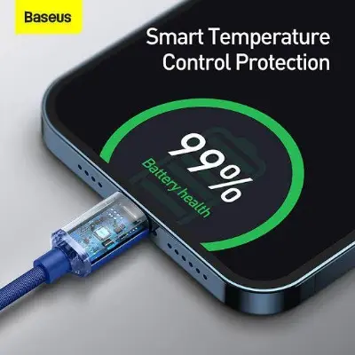 Picture of Baseus Crystal Shine Series 2.4A Fast Charging USB to Lightning For Iphone Data Cable 1.2m Blue CAJY000003