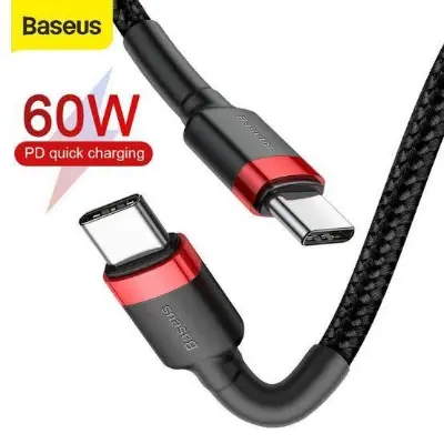 Picture of Baseus Cafule Cable Durable Nylon Braided Wire USB Type-C QC3.0 3A 1M black-grey CATKLF-BG1 -Black