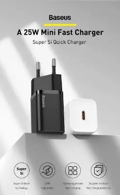Picture of Baseus Super Si 25W Adapter 1C Quick Charger -Black