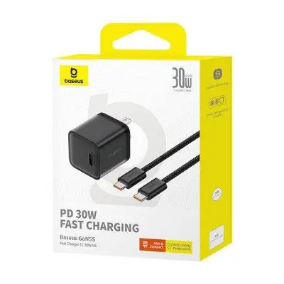Picture of Baseus 30W Gan5s For iPhone 15 Series Charger with Cable -Black