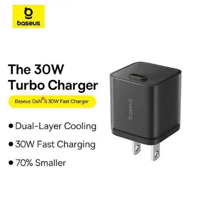 Picture of Baseus 30W Gan5s For iPhone 15 Series Charger with Cable -Black
