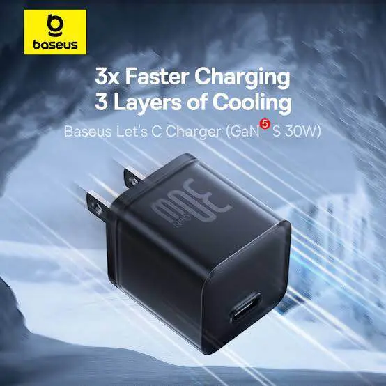Picture of Baseus 30W Gan5s For iPhone 15 Series Charger with Cable -Black