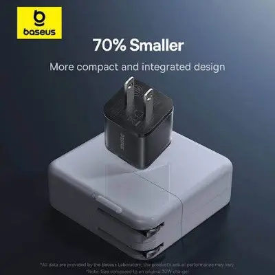 Picture of Baseus 30W Gan5s For iPhone 15 Series Charger with Cable -Black