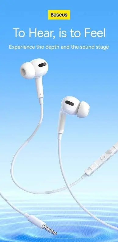 Picture of Baseus enock h18 wired earphone 3.5MM -White