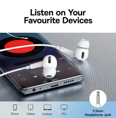 Picture of Baseus enock h18 wired earphone 3.5MM -White