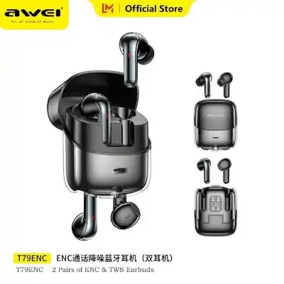 Picture of AWEI T79 ENC TWS Call Noise Canceling Original Heavy Bass True Wireless Earbuds -Black