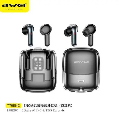 Picture of AWEI T79 ENC TWS Call Noise Canceling Original Heavy Bass True Wireless Earbuds -Black