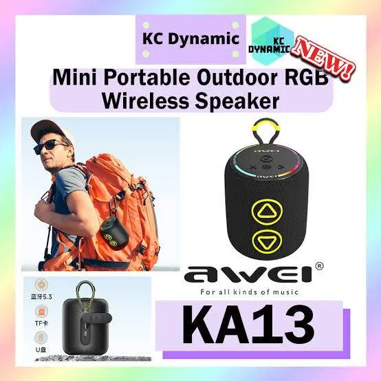 Picture of AWEI KA13 Mini Bluetooth Speaker With RGB Light -Black