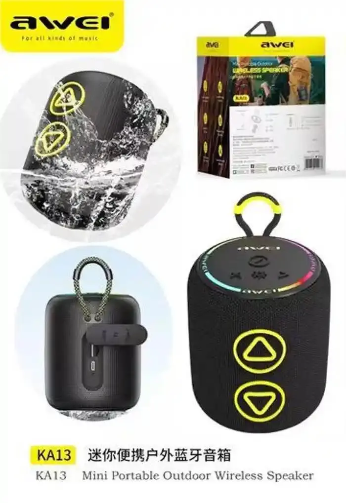 Picture of AWEI KA13 Mini Bluetooth Speaker With RGB Light -Black