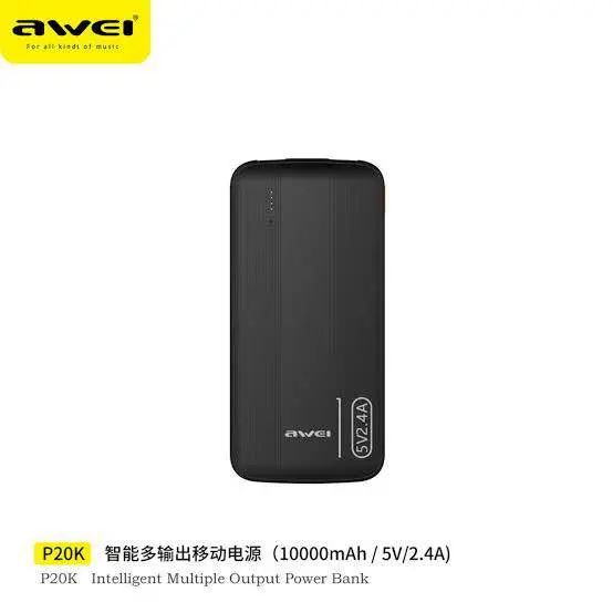 Picture of Awei P20K 10000mAh Powerbank 2.4A -Black