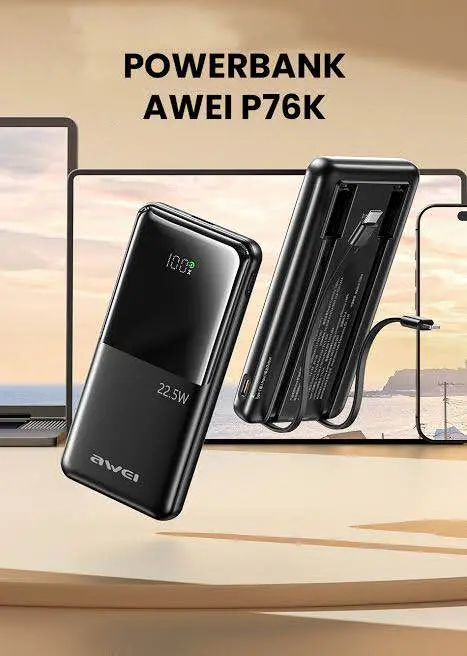 Picture of AWEI P76K powerbank 10000mAh 22.5W Digital Display black -Black