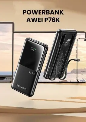 Picture of AWEI P76K powerbank 10000mAh 22.5W Digital Display black -Black