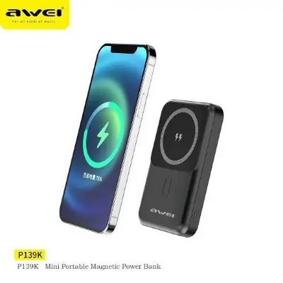 Picture of Awei P139K 10000mAh 15W Magnetic Wireless Power Bank -Black