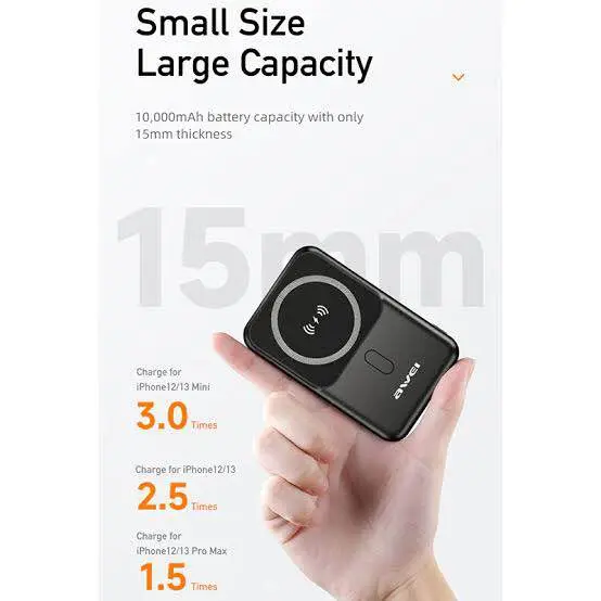 Picture of Awei P139K 10000mAh 15W Magnetic Wireless Power Bank -Black