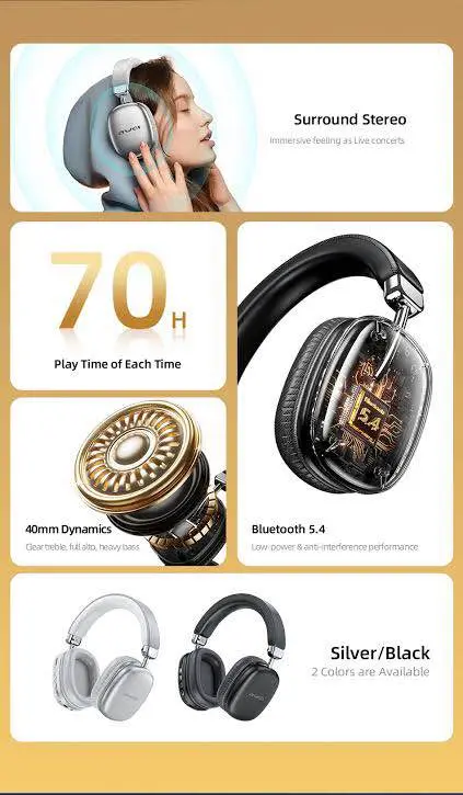 Picture of Awei AT7 Bluetooth Headphone 70 hour long bettery