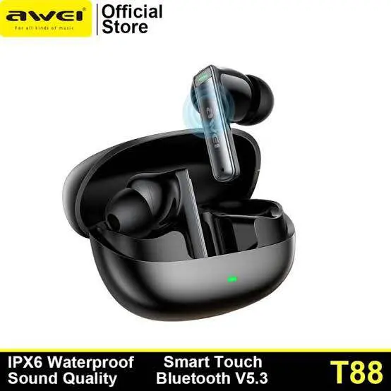 Picture of Awei T88 ANC True Wireless Bluetooth Earphone 10mm Moving Coil Super Bass Spatial Sound Effects Earbuds 30 Hours Of Playback Time Ergonomic Design Gaming Headset -Black