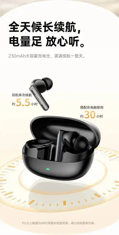 Picture of Awei T88 ANC True Wireless Bluetooth Earphone 10mm Moving Coil Super Bass Spatial Sound Effects Earbuds 30 Hours Of Playback Time Ergonomic Design Gaming Headset -Black